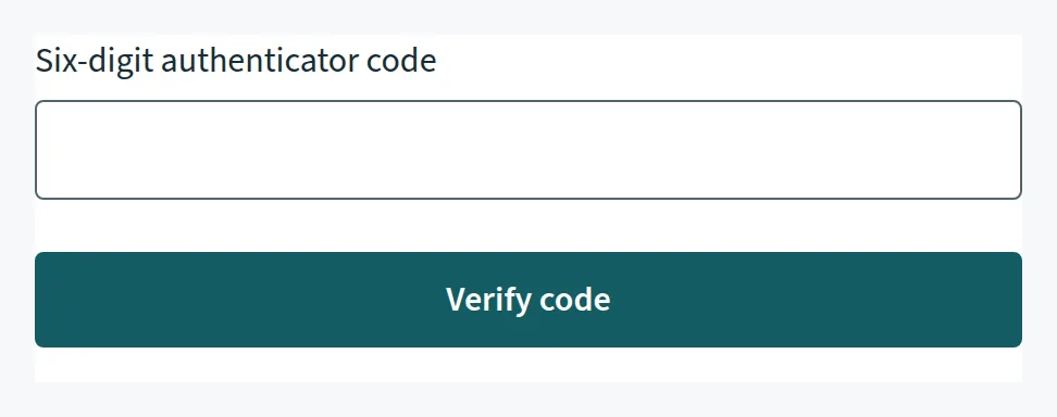 Six-digit authenticator code and Verify code. Console screen showing Sample data.